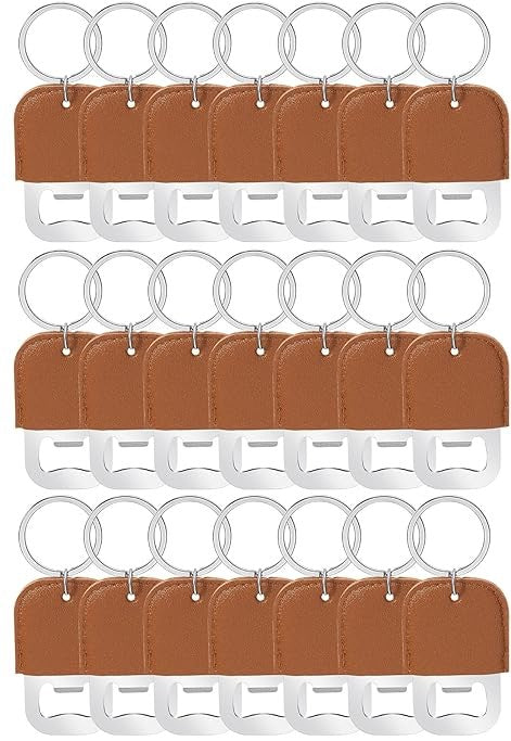 Brown Leather Bottle Opener Keychain